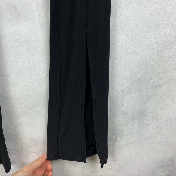 ZARA Black Lightweight Stretchy Split Front Flare Pants Sz Med - Picture 3 of 5